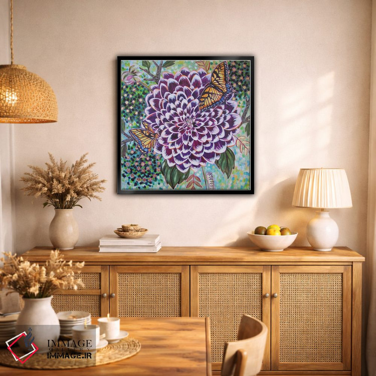 تابلو دکوراتیو داهلیا با پروانه های دم چلچله ای اثر لینه آ توبیاس - D2B