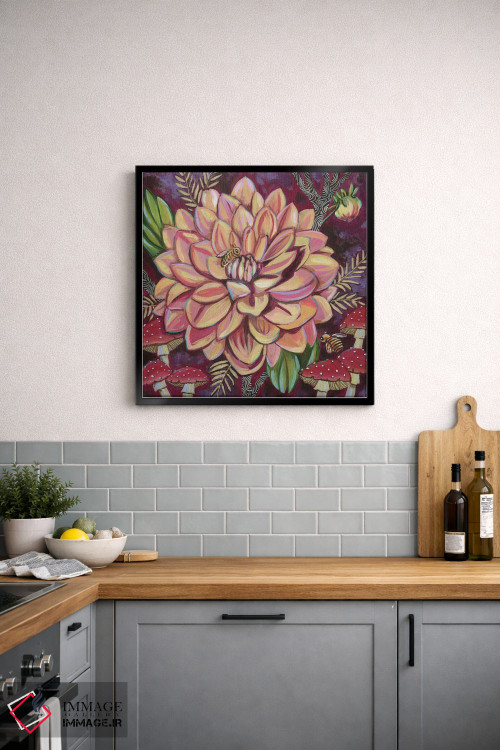 تابلو دکوراتیو داهلیاها با قارچ ها اثر لینه آ توبیاس - D3B