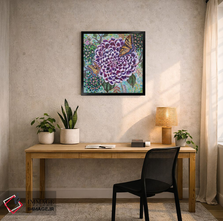 تابلو دکوراتیو داهلیا با پروانه های دم چلچله ای اثر لینه آ توبیاس - D5B