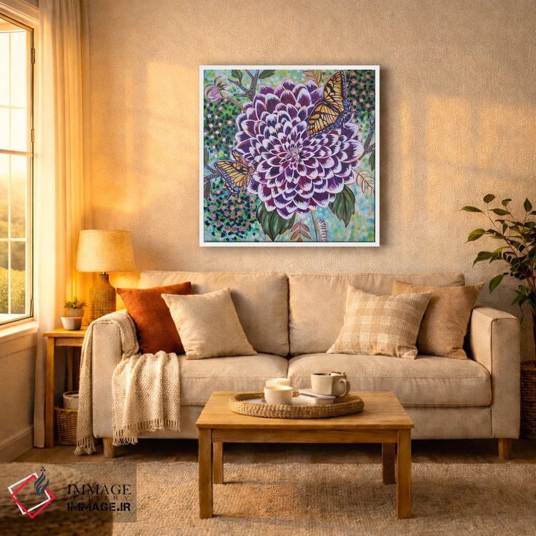 تابلو دکوراتیو داهلیا با پروانه های دم چلچله ای اثر لینه آ توبیاس - D4W