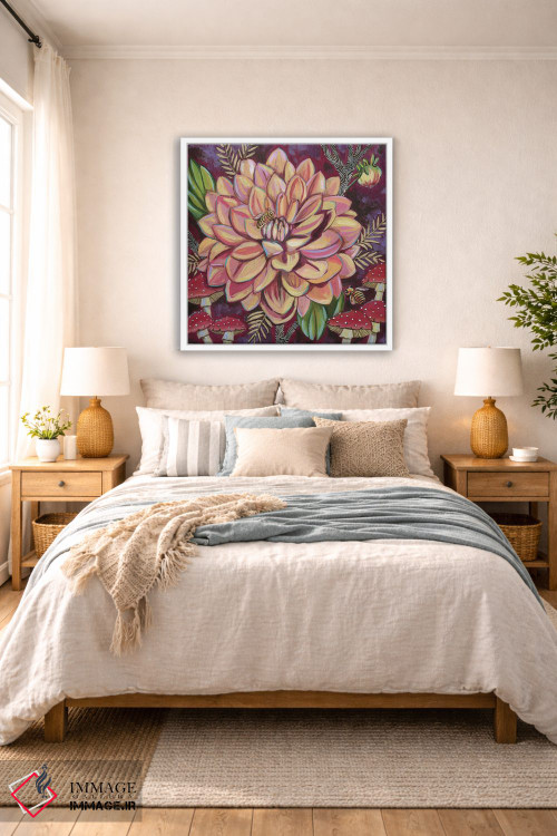 تابلو دکوراتیو داهلیاها با قارچ ها اثر لینه آ توبیاس - D5W