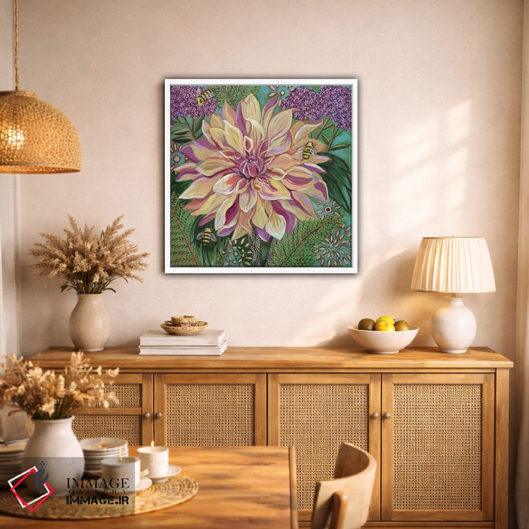 تابلو دکوراتیو داهلیا با گیاه وربنا اثر لینه آ توبیاس - D1W