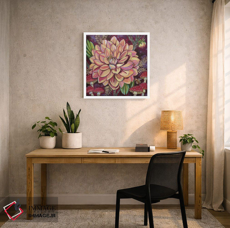 تابلو دکوراتیو داهلیاها با قارچ ها اثر لینه آ توبیاس - D4W