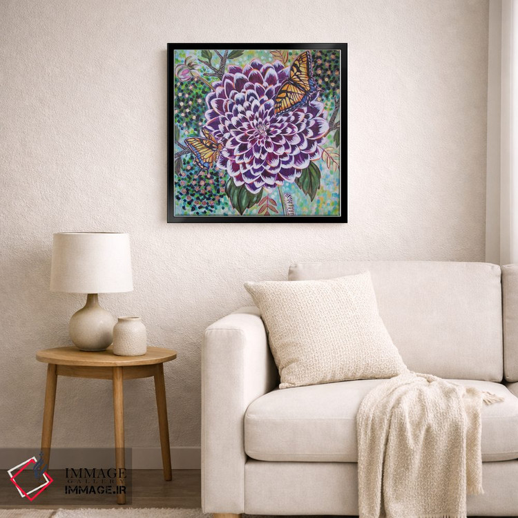 تابلو دکوراتیو داهلیا با پروانه های دم چلچله ای اثر لینه آ توبیاس - D6B