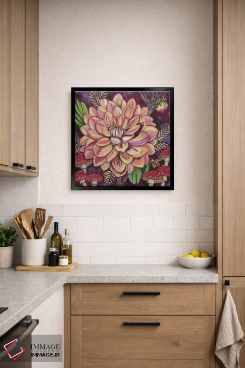 تابلو دکوراتیو داهلیاها با قارچ ها اثر لینه آ توبیاس - D6B