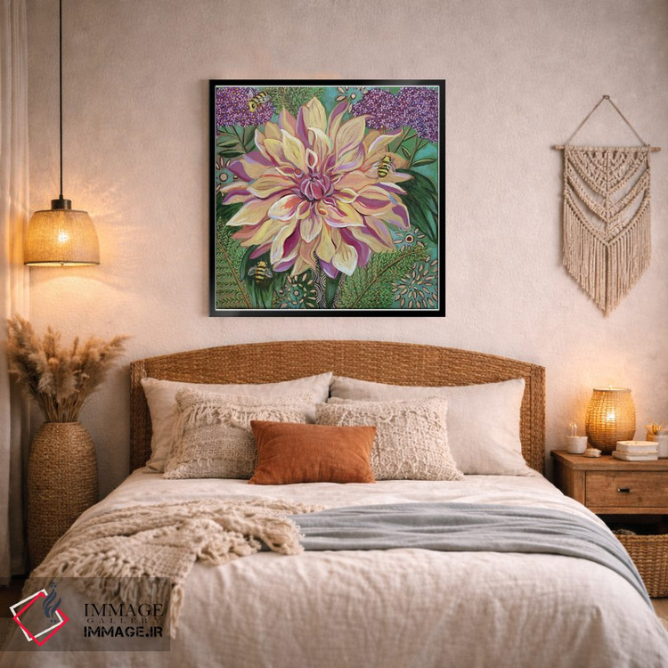تابلو دکوراتیو داهلیا با گیاه وربنا اثر لینه آ توبیاس - D3B