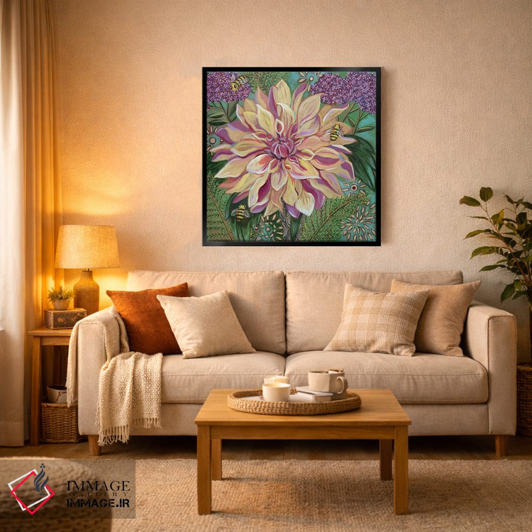 تابلو دکوراتیو داهلیا با گیاه وربنا اثر لینه آ توبیاس - D4B