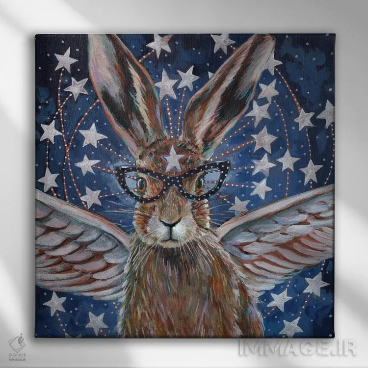 تابلو دکوراتیو خرگوش فرشته اثر لینه آ توبیاس - نمای روبهرو روی دیوار