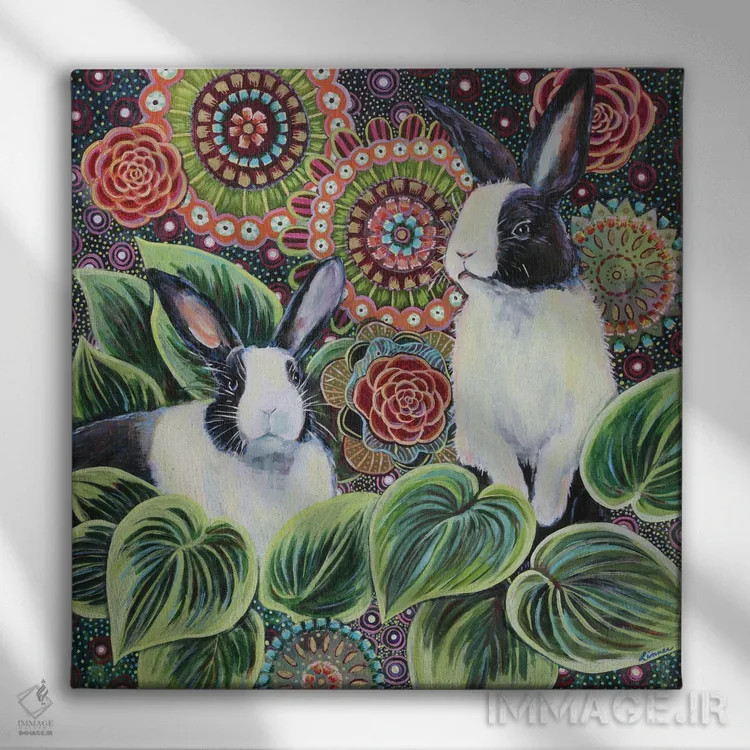 تابلو دکوراتیو خرگوش های رویا اثر لینه آ توبیاس - نمای روبهرو روی دیوار
