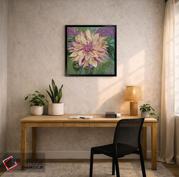 تابلو دکوراتیو داهلیا با گیاه وربنا اثر لینه آ توبیاس - D6B