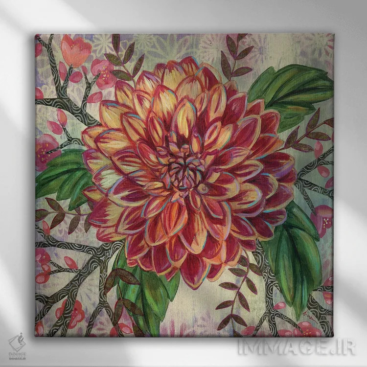 تابلو دکوراتیو داهلیای الین اثر لینه آ توبیاس - نمای روبهرو روی دیوار