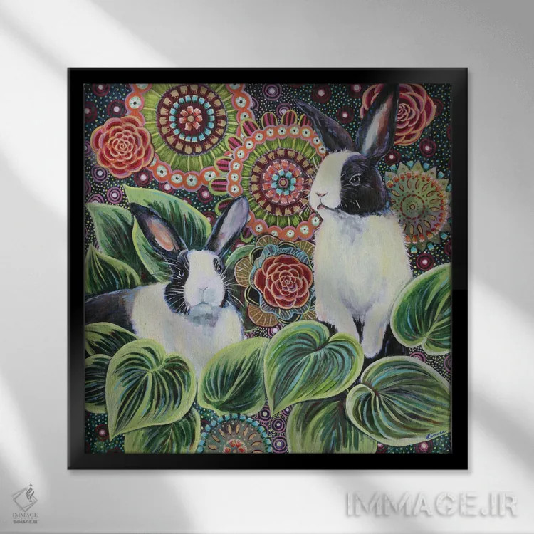 تابلو دکوراتیو خرگوش های رویا اثر لینه آ توبیاس - نمای قابدار مشکی