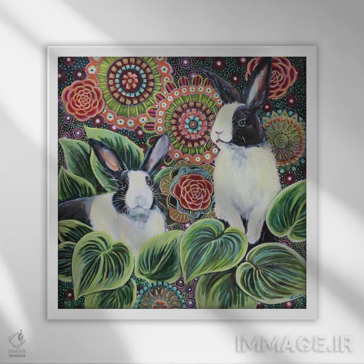 تابلو دکوراتیو خرگوش های رویا اثر لینه آ توبیاس - نمای قابدار سفید