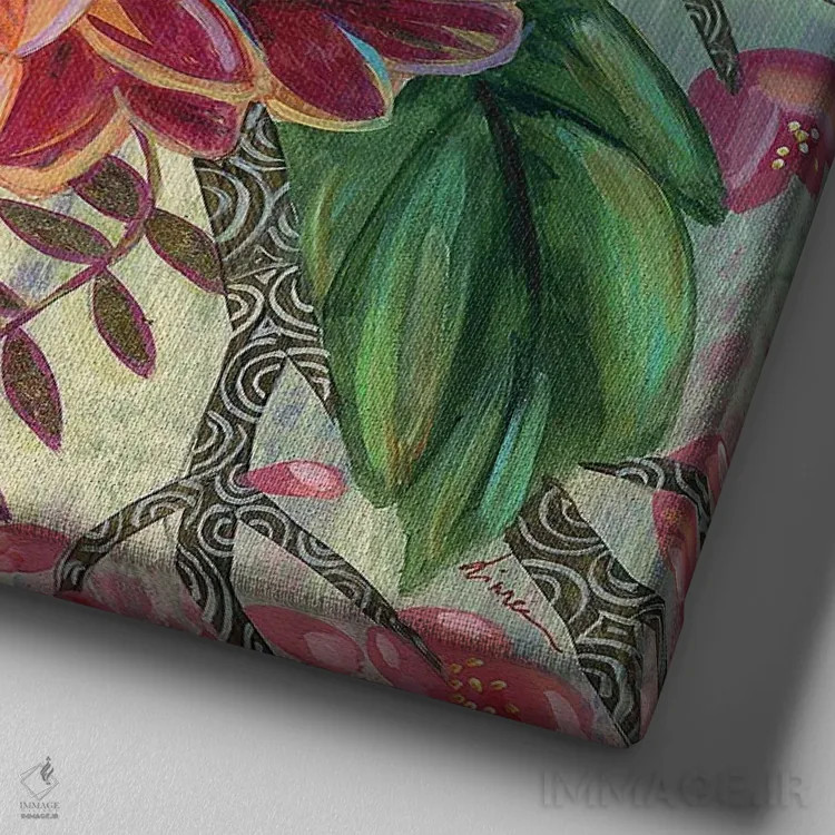 تابلو دکوراتیو داهلیای الین اثر لینه آ توبیاس - نمای نزدیک بافت بوم