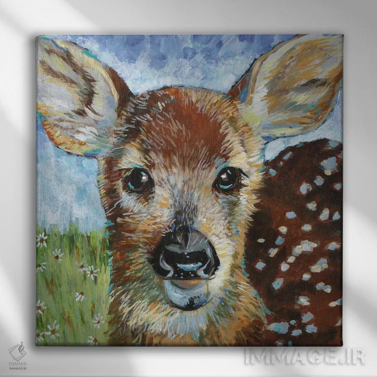 تابلو دکوراتیو بچه گوزن II اثر لینه آ توبیاس - نمای روبهرو روی دیوار