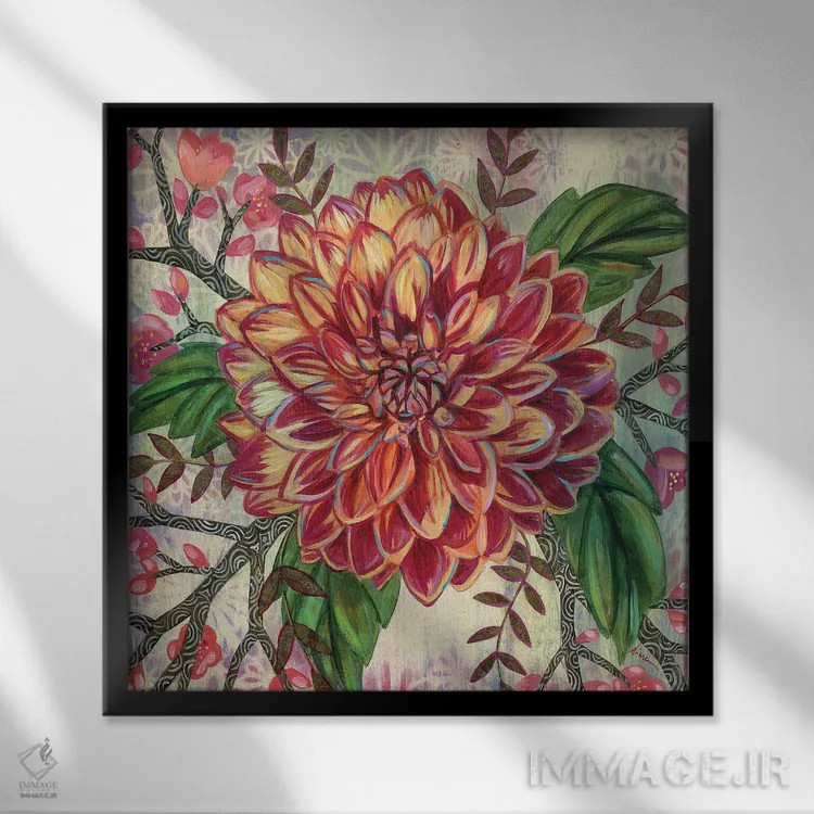 تابلو دکوراتیو داهلیای الین اثر لینه آ توبیاس - نمای قابدار مشکی