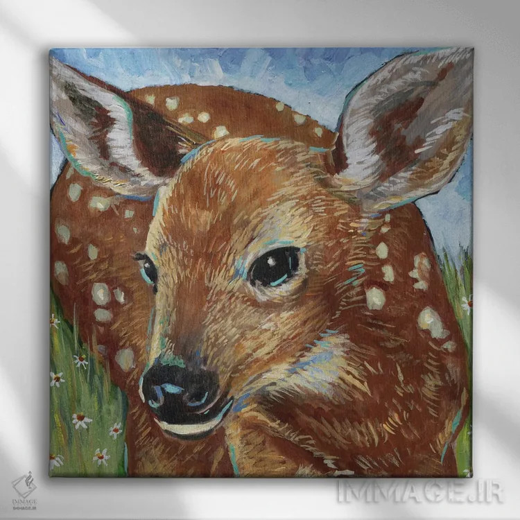 تابلو دکوراتیو بچه گوزن I اثر لینه آ توبیاس - نمای روبهرو روی دیوار