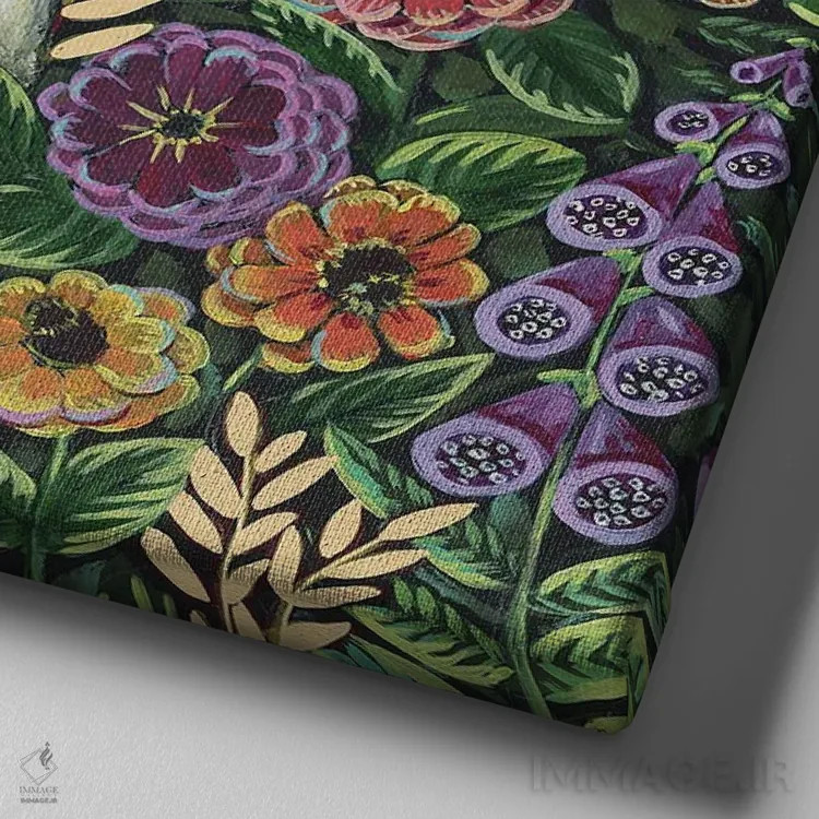 تابلو دکوراتیو باغ افسون شده اثر لینه آ توبیاس - نمای نزدیک بافت بوم