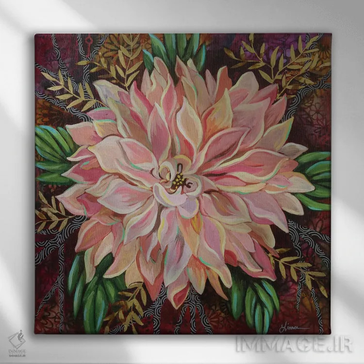 تابلو دکوراتیو داهلیای قهوه با شیر اثر لینه آ توبیاس - نمای روبهرو روی دیوار