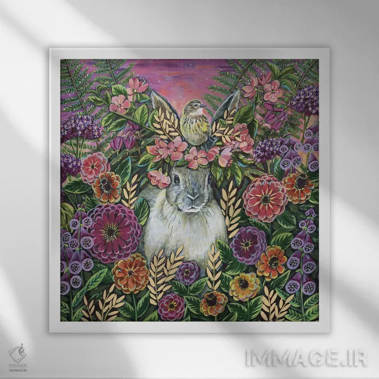 تابلو دکوراتیو باغ افسون شده اثر لینه آ توبیاس - نمای قابدار سفید