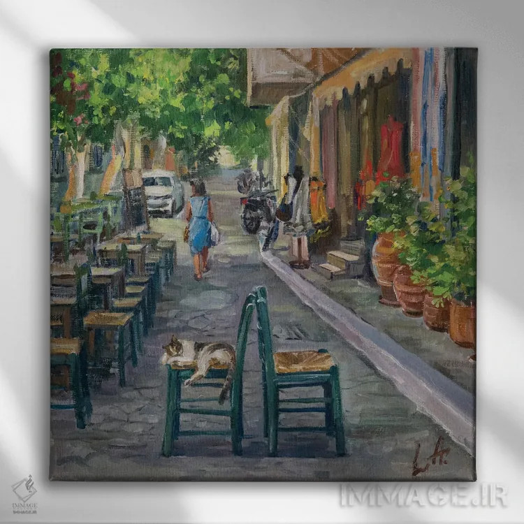 تابلو دکوراتیو گربه شهردار اثر لریسا آب توا - نمای روبهرو روی دیوار