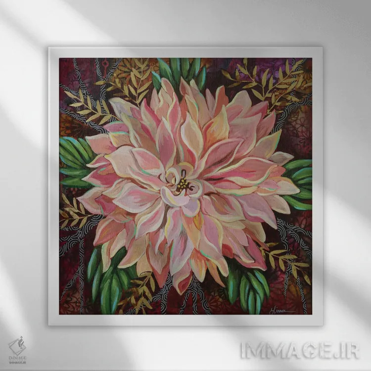 تابلو دکوراتیو داهلیای قهوه با شیر اثر لینه آ توبیاس - نمای قابدار سفید