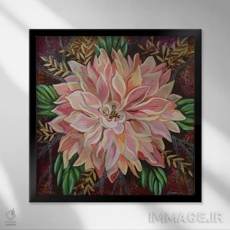 تابلو دکوراتیو داهلیای قهوه با شیر اثر لینه آ توبیاس - نمای قابدار مشکی