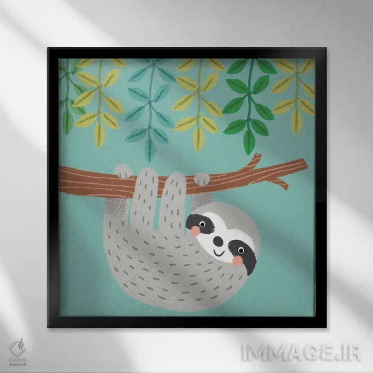 تابلو دکوراتیو تنبل جنگل I اثر لوییز آنگلیکاس - نمای قابدار مشکی