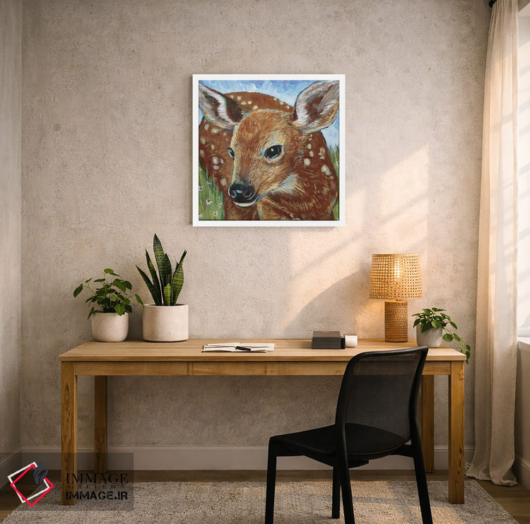 تابلو دکوراتیو بچه گوزن I اثر لینه آ توبیاس - D5W