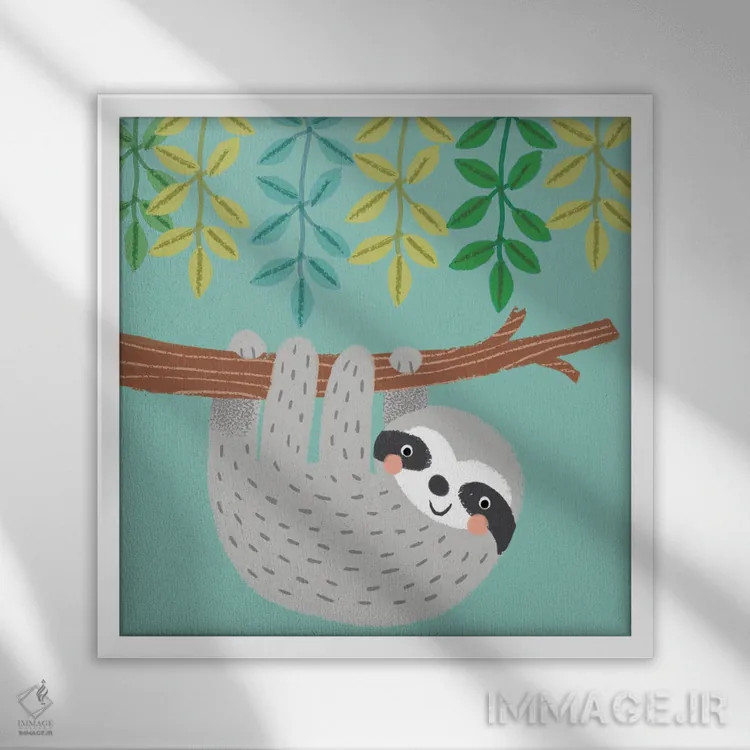 تابلو دکوراتیو تنبل جنگل I اثر لوییز آنگلیکاس - نمای قابدار سفید