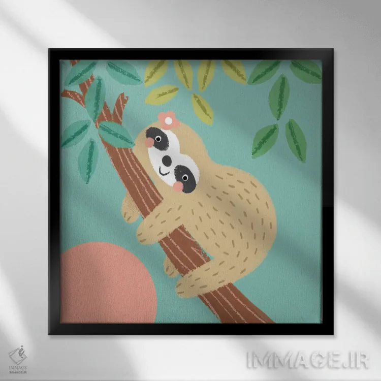 تابلو دکوراتیو تنبل جنگل II اثر لوییز آنگلیکاس - نمای قابدار مشکی