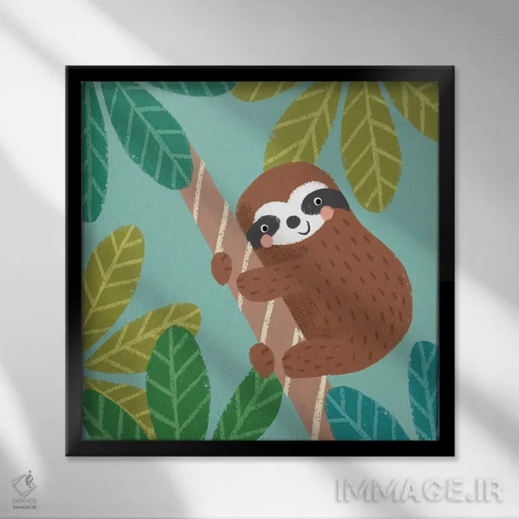 تابلو دکوراتیو تنبل جنگل III اثر لوییز آنگلیکاس - نمای قابدار مشکی
