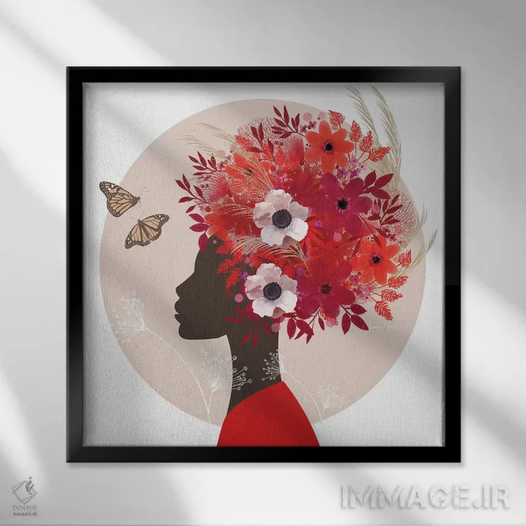 تابلو دکوراتیو تاج گل اثر لولوآرت استودیو - نمای قابدار مشکی