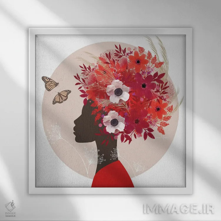 تابلو دکوراتیو تاج گل اثر لولوآرت استودیو - نمای قابدار سفید