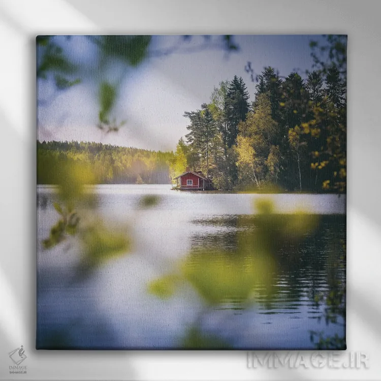 تابلو دکوراتیو کلبه تابستانی اثر لاری لوهی - نمای روبهرو روی دیوار