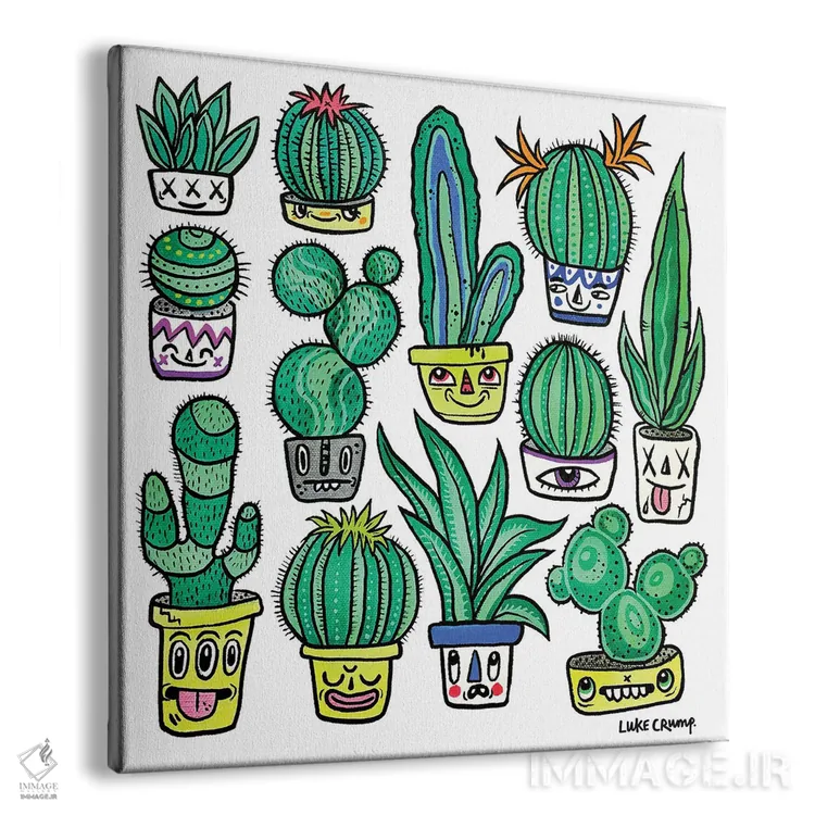 تابلو دکوراتیو سرهای کاکتوسی اثر لوک کرامپ - نمای پرسپکتیو محصول