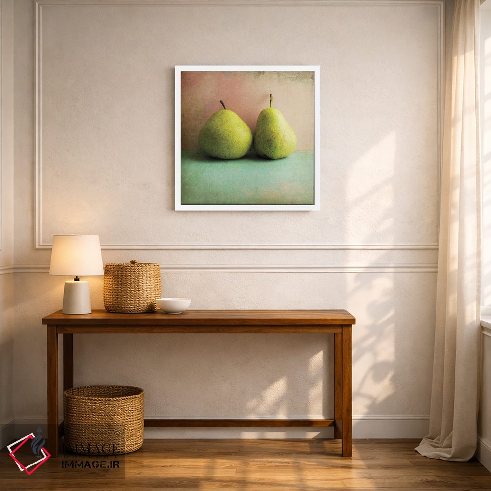 تابلو دکوراتیو دو گلابی اثر لوپن گرین - D5W