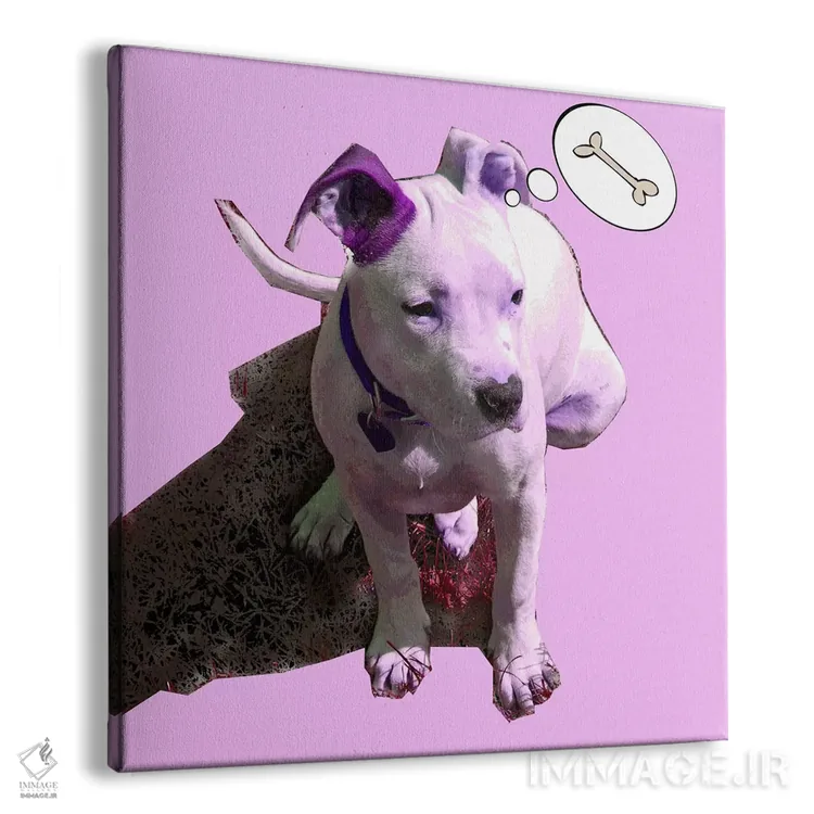 تابلو دکوراتیو توله سگ صورتی اثر لوز گرافیکس - نمای پرسپکتیو محصول