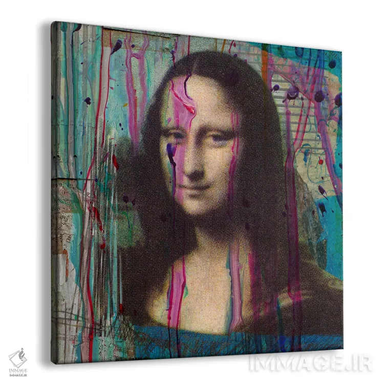 تابلو دکوراتیو مونالیزا در حال چکیدن رنگ اثر لوز گرافیکس - نمای پرسپکتیو محصول
