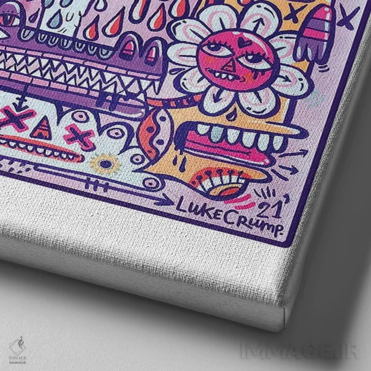 تابلو انتزاعی حس بنفش اثر لوک کرامپ - نمای نزدیک بافت بوم