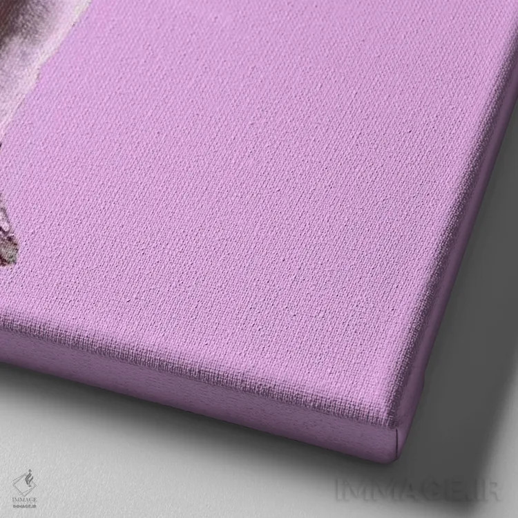 تابلو دکوراتیو توله سگ صورتی اثر لوز گرافیکس - نمای نزدیک بافت بوم