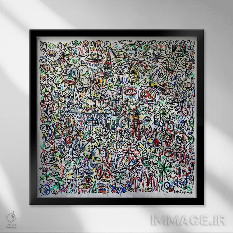 تابلو انتزاعی شست وشوی مغزی اثر لوک کرامپ - نمای قابدار مشکی