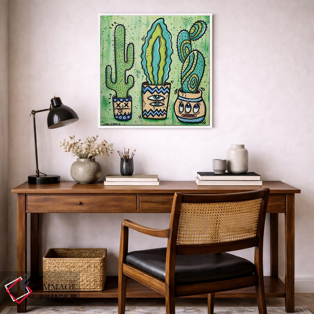 تابلو دکوراتیو سه کاکتوس اثر لوک کرامپ - D6W