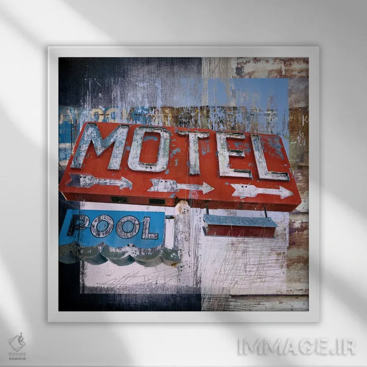 تابلو دکوراتیو استخر متل اثر لوز گرافیکس - نمای قابدار سفید