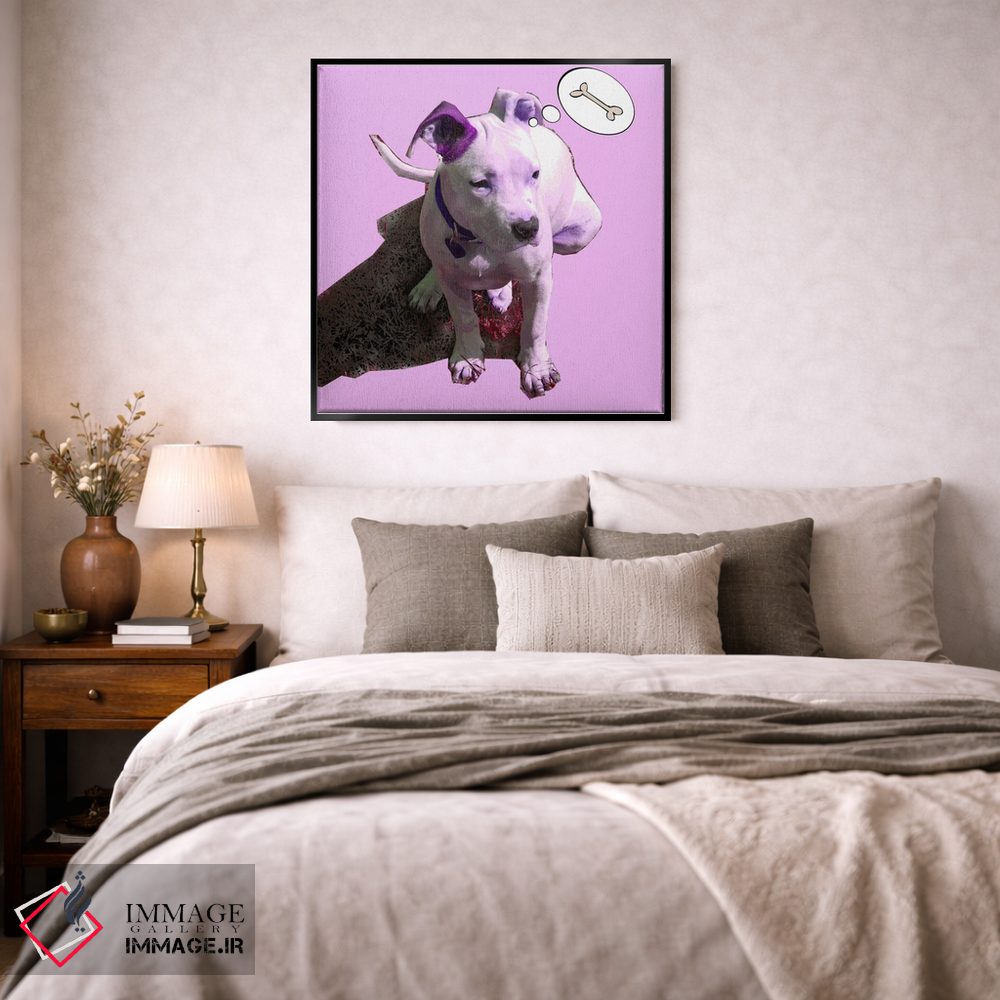 تابلو دکوراتیو توله سگ صورتی اثر لوز گرافیکس - D2B