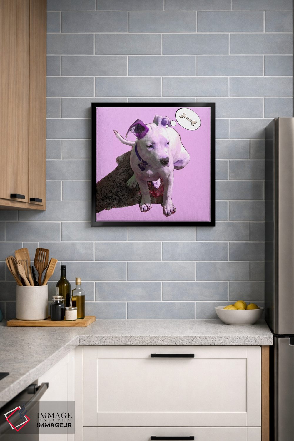 تابلو دکوراتیو توله سگ صورتی اثر لوز گرافیکس - D3B