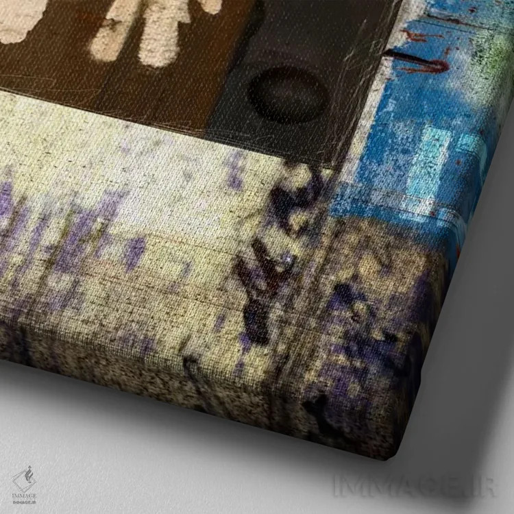 تابلو دکوراتیو مرد، زن، کودک اثر لوز گرافیکس - نمای نزدیک بافت بوم