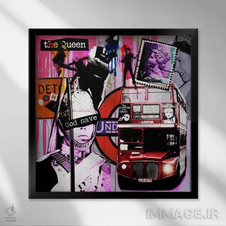 تابلو دکوراتیو لندن شماره ۳ اثر لوز گرافیکس - نمای قابدار مشکی