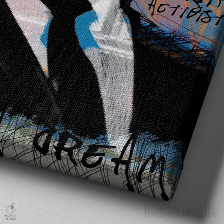 تابلو دکوراتیو من رویایی دارم اثر لوز گرافیکس - نمای نزدیک بافت بوم