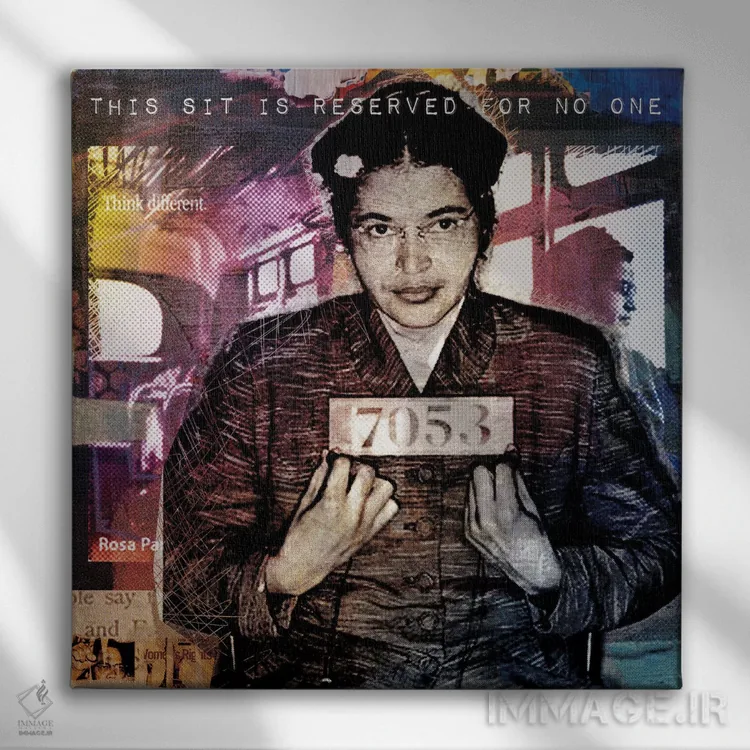 تابلو دکوراتیو صندلی رزا پارکس اثر لوز گرافیکس - نمای روبهرو روی دیوار